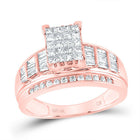 10K Rose Gold Princess Diamond Invisible Ring 1 Cttw - Splendid Jewellery