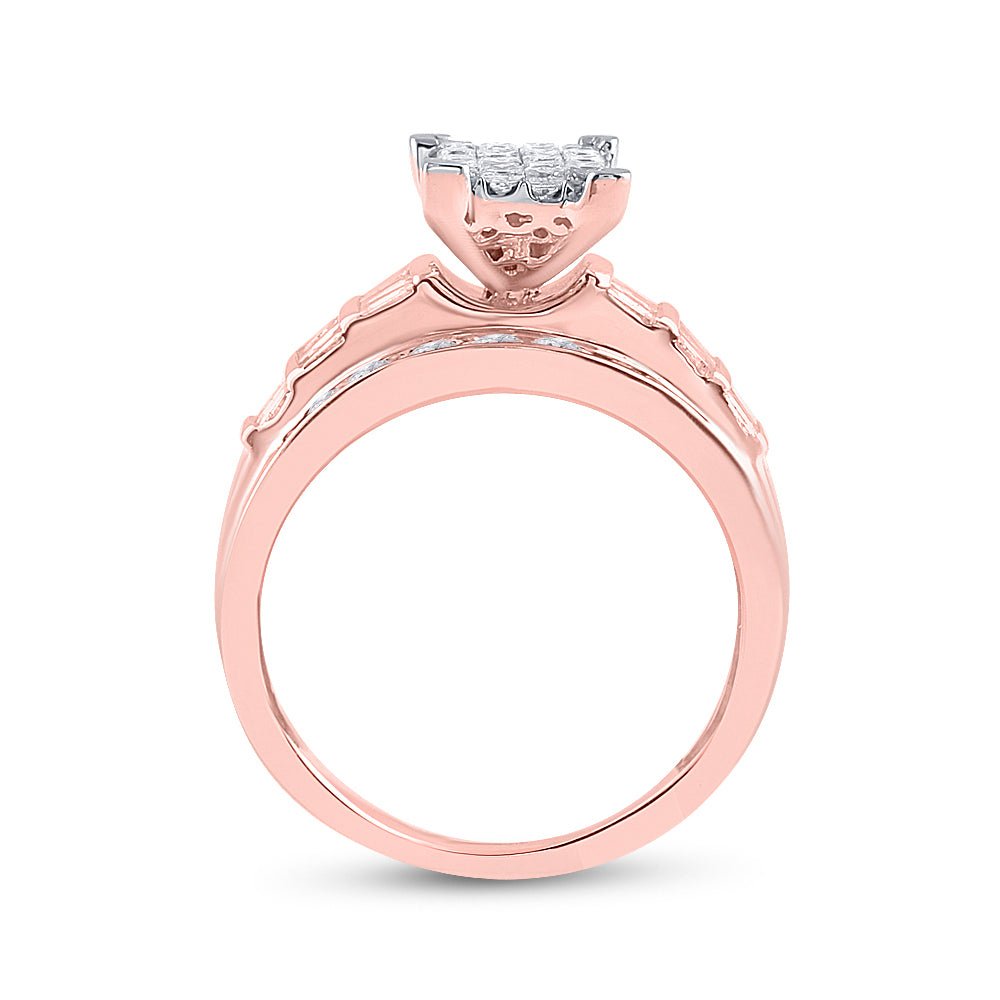 10K Rose Gold Princess Diamond Invisible Ring 1 Cttw - Splendid Jewellery