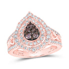 10K Rose Gold Round Brown Diamond Cognac Ring 7/8 Cttw - Splendid Jewellery