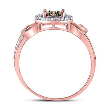 Load image into Gallery viewer, 10K Rose Gold Round Brown Diamond Women's Brown Fashion Cluster Ring 1/4 Cttw - Splendid Jewellery