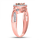10K Rose Gold Round Brown Diamond Women's Brown Fashion Cluster Ring 1/4 Cttw - Splendid Jewellery