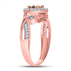 10K Rose Gold Round Brown Diamond Women's Brown Fashion Cluster Ring 1/4 Cttw - Splendid Jewellery