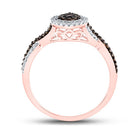 10K Rose Gold Round Brown Diamond Women's Brown Fashion Pear Cluster Ring 1/3 Cttw - Splendid Jewellery