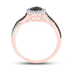10K Rose Gold Round Brown Diamond Women's Brown Fashion Pear Cluster Ring 1/3 Cttw - Splendid Jewellery