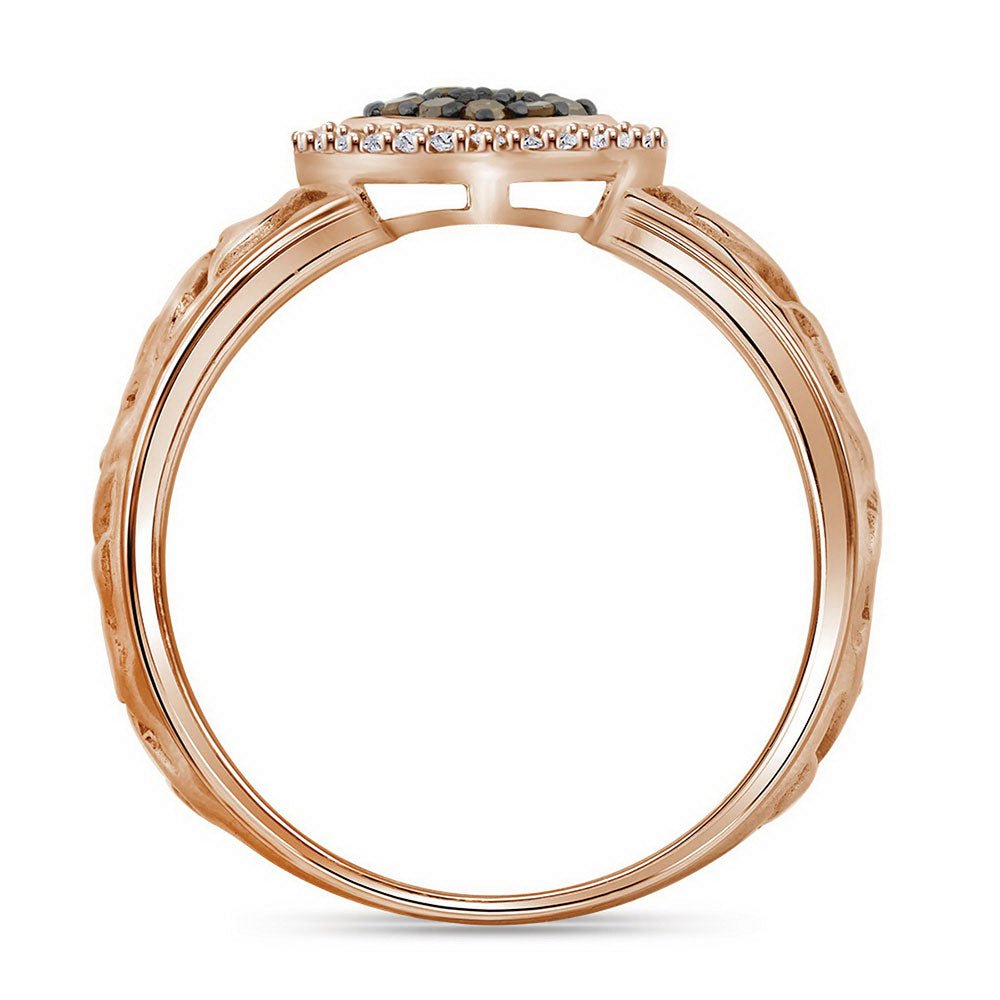 10K Rose Gold Round Brown Diamond Women's Brown Heart Ring 1/4 Cttw - Splendid Jewellery