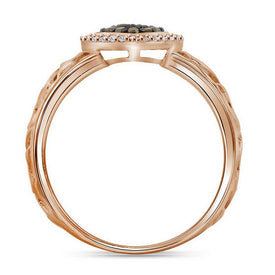10K Rose Gold Round Brown Diamond Women's Brown Heart Ring 1/4 Cttw - Splendid Jewellery