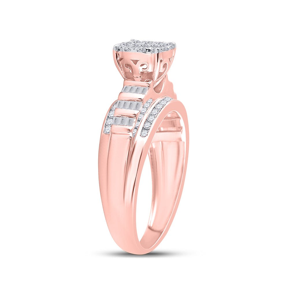 10K Rose Gold Round Diamond Designer Ring 1/2 Cttw - Splendid Jewellery