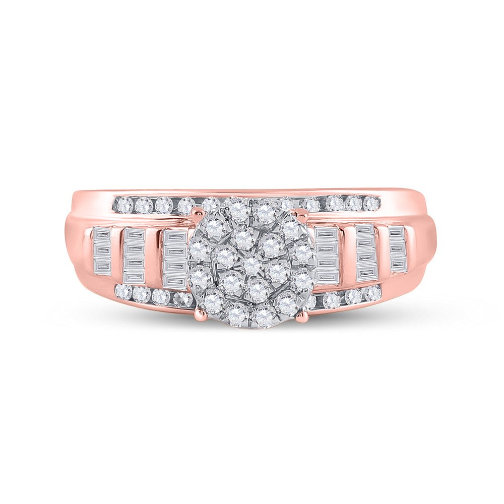 10K Rose Gold Round Diamond Designer Ring 1/2 Cttw - Splendid Jewellery