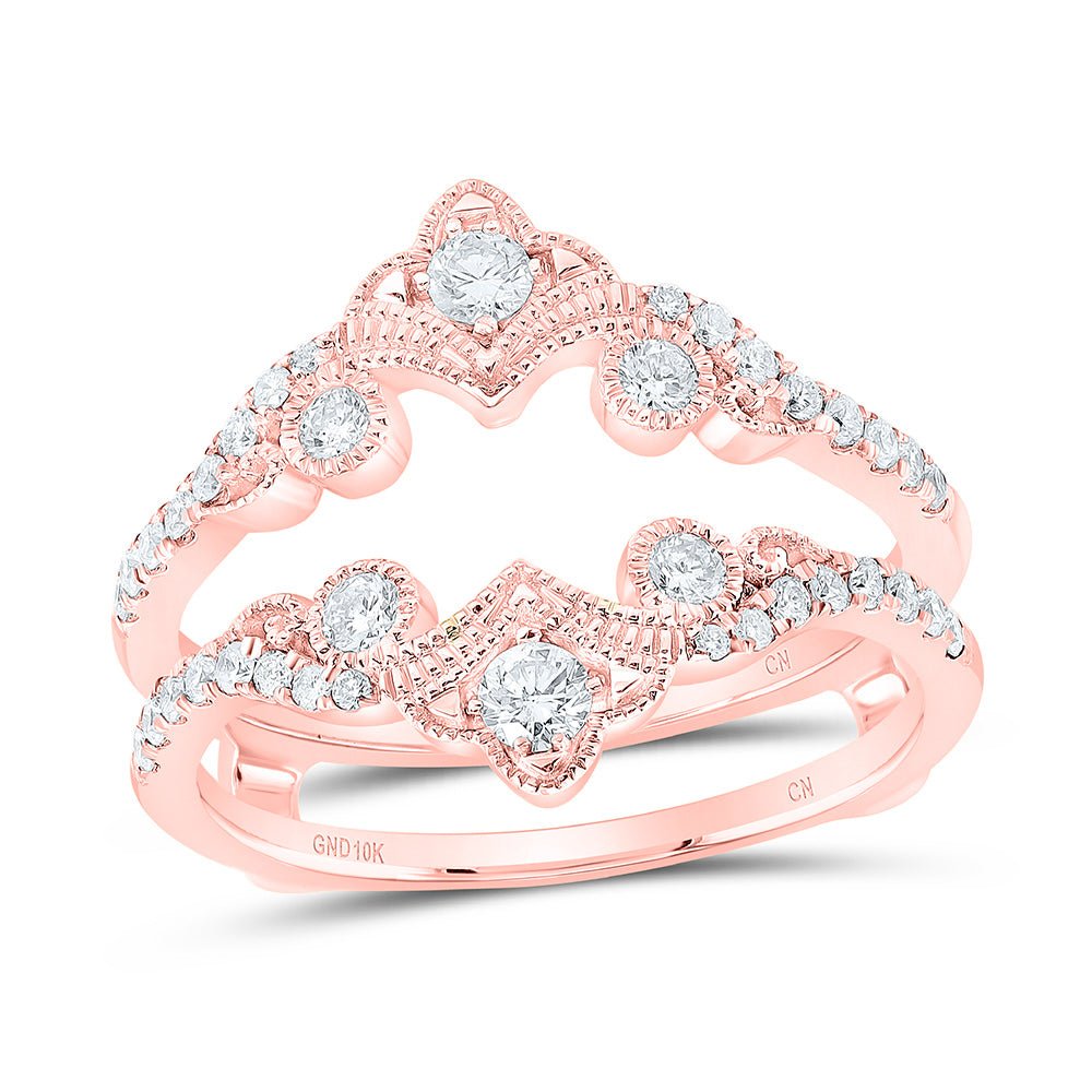 10K Rose Gold Round Diamond Enhancer Ring 1/2 Cttw - Splendid Jewellery