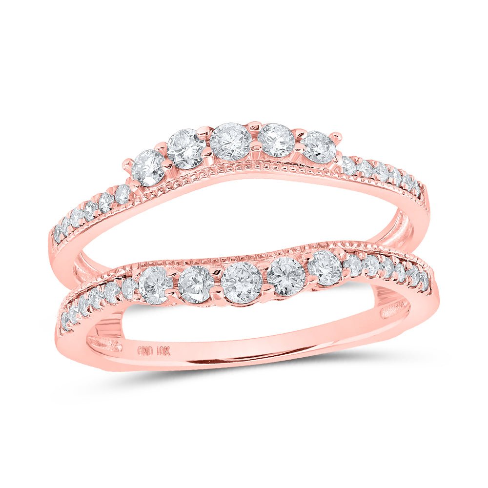 10K Rose Gold Round Diamond Enhancer Ring 1/2 Cttw - Splendid Jewellery