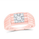 10K Rose Gold Round Diamond Mens Band 1/2 Cttw - Splendid Jewellery