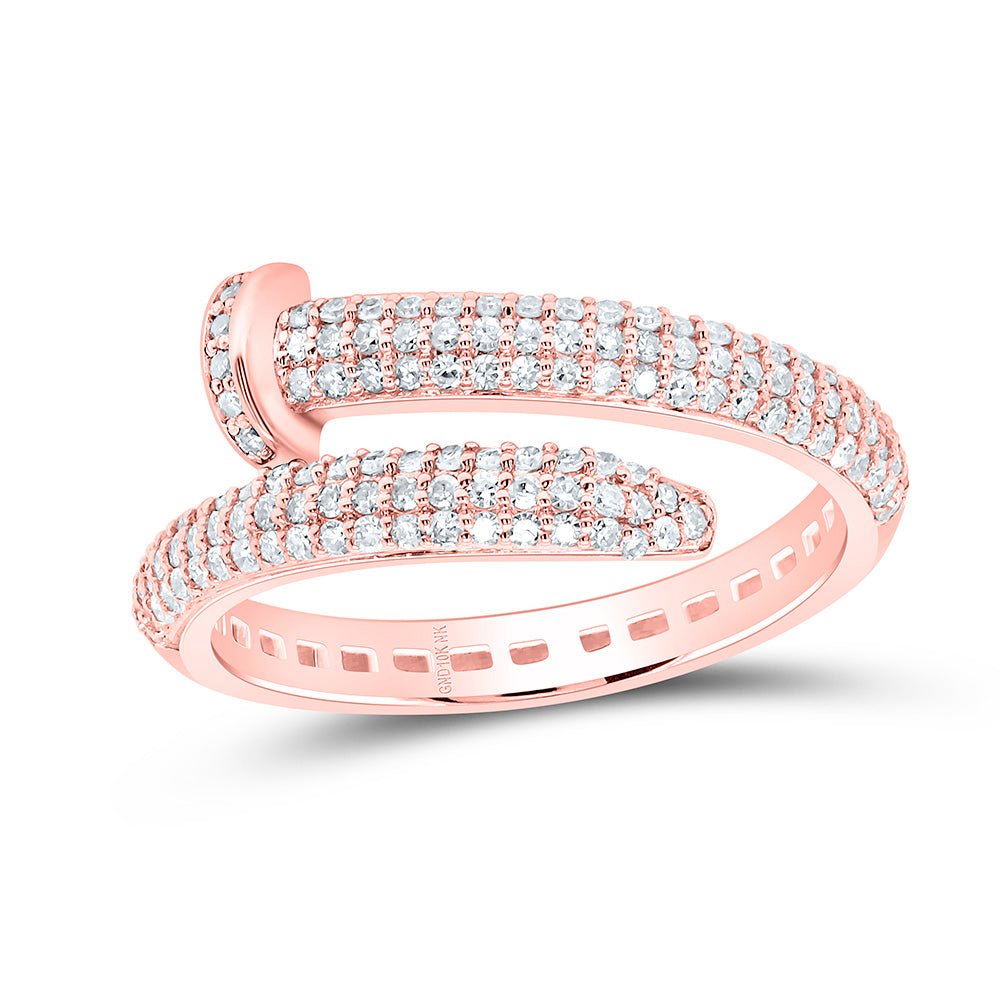 10K Rose Gold Round Diamond Nail Ring 1/2 Cttw - Splendid Jewellery