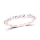 10K Rose Gold Round Diamond Women's Baguette Stackable Band Ring 3/8 Cttw - Splendid Jewellery
