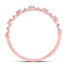 10K Rose Gold Round Diamond Women's Bead Dot Stackable Ring 1/20 Cttw - Splendid Jewellery