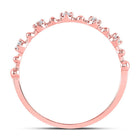 10K Rose Gold Round Diamond Women's Bead Dot Stackable Ring 1/20 Cttw - Splendid Jewellery