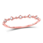 10K Rose Gold Round Diamond Women's Bead Dot Stackable Ring 1/20 Cttw - Splendid Jewellery