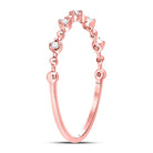 10K Rose Gold Round Diamond Women's Bead Dot Stackable Ring 1/20 Cttw - Splendid Jewellery