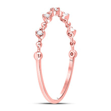 Load image into Gallery viewer, 10K Rose Gold Round Diamond Women's Bead Dot Stackable Ring 1/20 Cttw - Splendid Jewellery