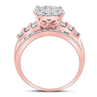 10K Rose Gold Round Diamond Women's Cluster Bridal Wedding Engagement Ring 1 Cttw - Splendid Jewellery