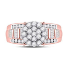 10K Rose Gold Round Diamond Women's Cluster Bridal Wedding Engagement Ring 1 Cttw - Splendid Jewellery