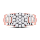 10K Rose Gold Round Diamond Women's Cluster Bridal Wedding Engagement Ring 1 Cttw - Splendid Jewellery