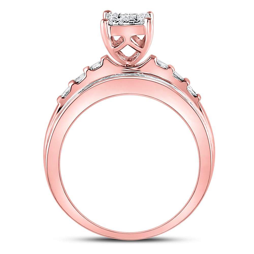 10K Rose Gold Round Diamond Women's Cluster Bridal Wedding Engagement Ring 1/2 Cttw - Splendid Jewellery