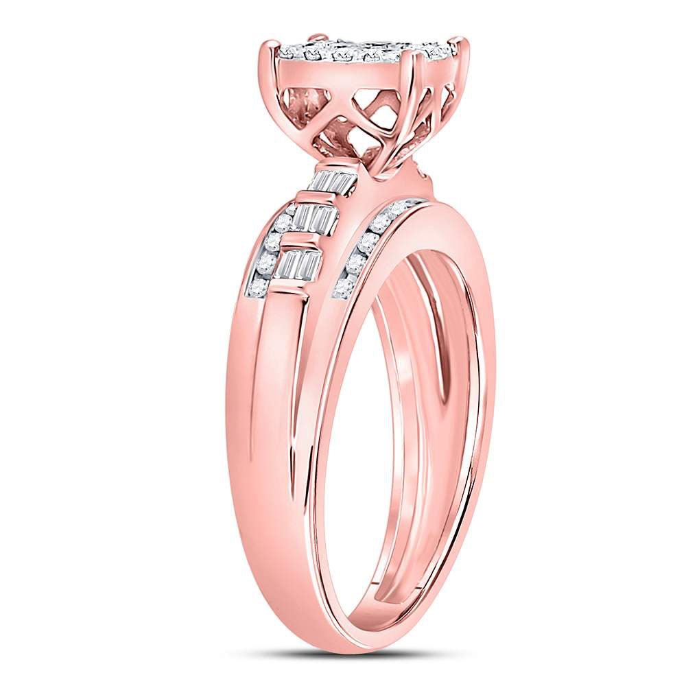 10K Rose Gold Round Diamond Women's Cluster Bridal Wedding Engagement Ring 1/2 Cttw - Splendid Jewellery