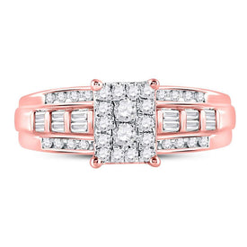 10K Rose Gold Round Diamond Women's Cluster Bridal Wedding Engagement Ring 1/2 Cttw - Splendid Jewellery