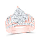 10K Rose Gold Round Diamond Women's Cluster Bridal Wedding Engagement Ring 2 Cttw - Splendid Jewellery