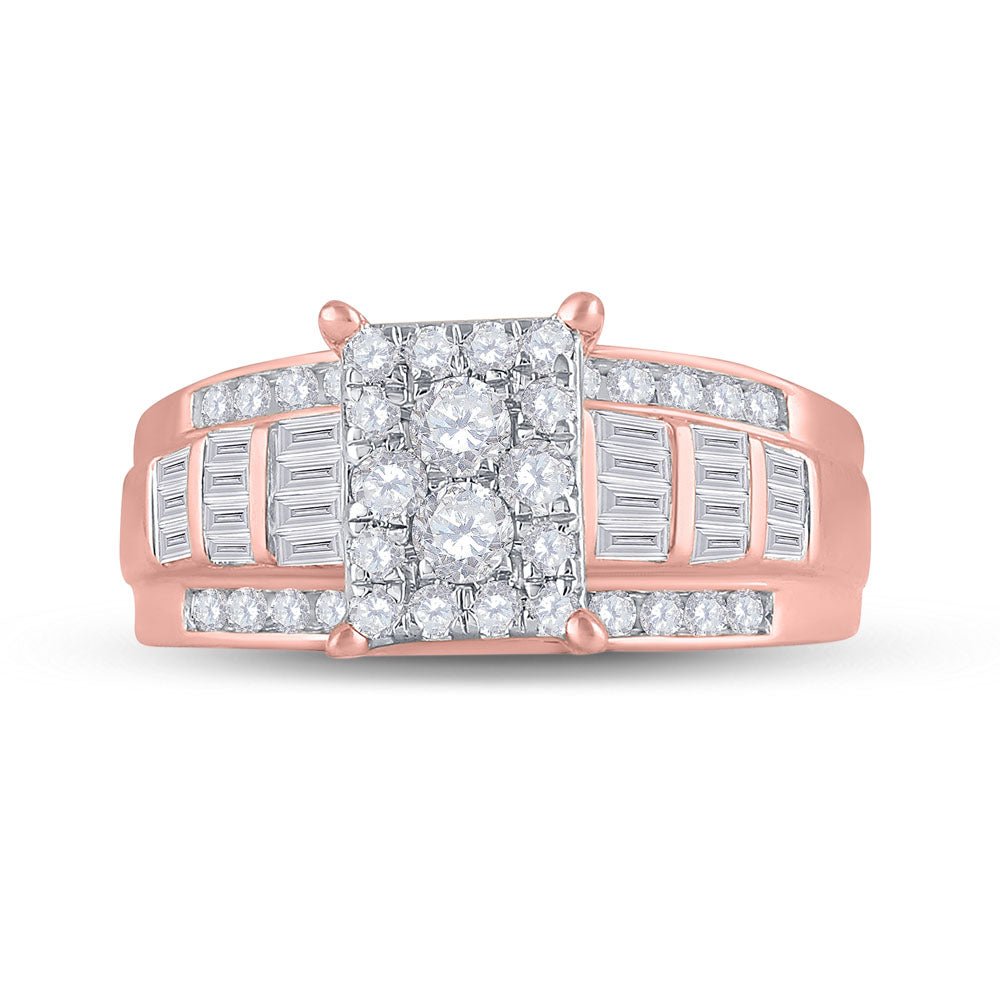 10K Rose Gold Round Diamond Women's Cluster Bridal Wedding Engagement Ring 7/8 Cttw - Splendid Jewellery