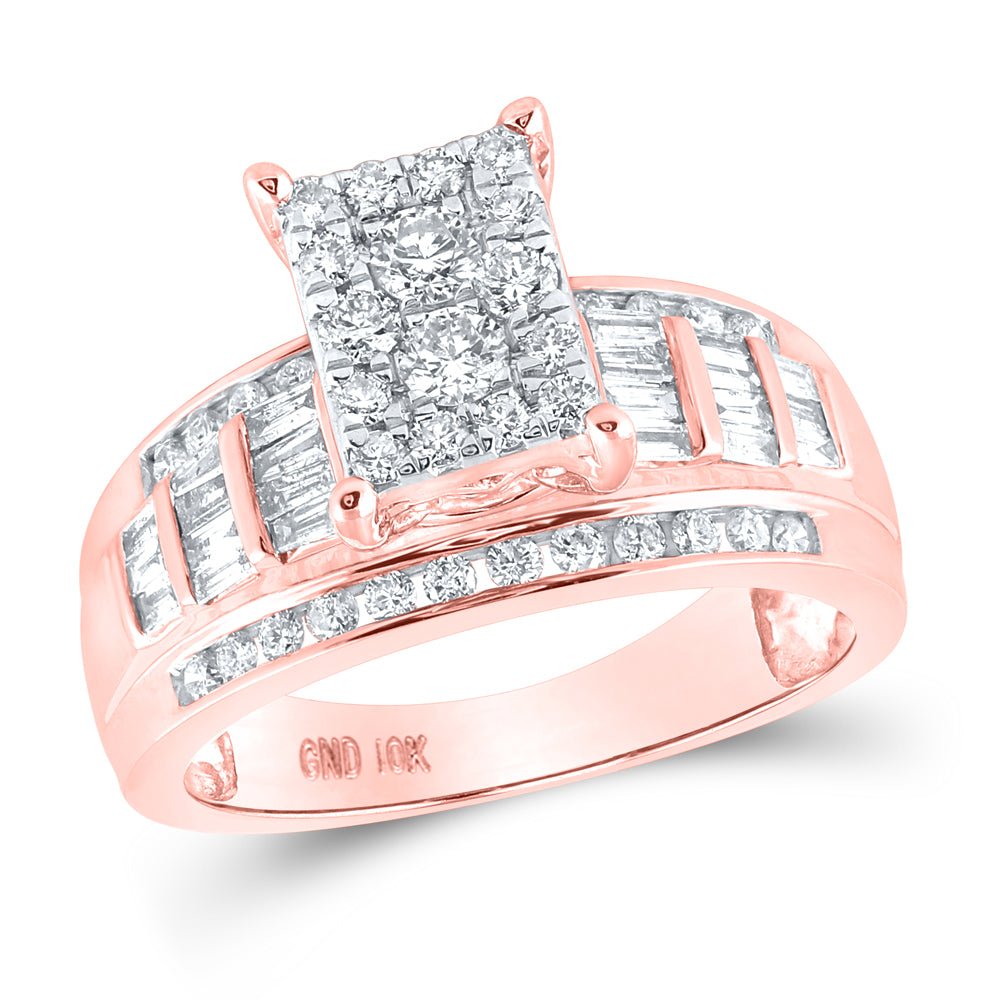 10K Rose Gold Round Diamond Women's Cluster Bridal Wedding Engagement Ring 7/8 Cttw - Splendid Jewellery