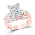 10K Rose Gold Round Diamond Women's Elevated Rectangle Cluster Bridal Wedding Engagement Ring 1 Cttw - Splendid Jewellery