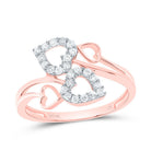10K Rose Gold Round Diamond Women's Fashion Heart Ring 1/4 Cttw - Splendid Jewellery