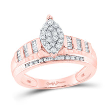 Load image into Gallery viewer, 10K Rose Gold Round Diamond Women's Marquise Shape Cluster Bridal Wedding Engagement Ring 1/2 Cttw - Splendid Jewellery