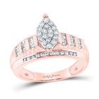 10K Rose Gold Round Diamond Women's Marquise Shape Cluster Bridal Wedding Engagement Ring 1/2 Cttw - Splendid Jewellery