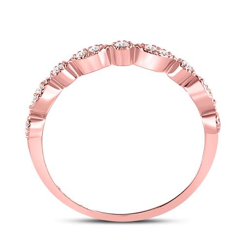 10K Rose Gold Round Diamond Women's Milgrain Stackable Band Ring 1/6 Cttw - Splendid Jewellery