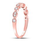 10K Rose Gold Round Diamond Women's Milgrain Stackable Band Ring 1/6 Cttw - Splendid Jewellery