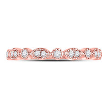 Load image into Gallery viewer, 10K Rose Gold Round Diamond Women's Milgrain Stackable Band Ring 1/6 Cttw - Splendid Jewellery