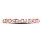 10K Rose Gold Round Diamond Women's Milgrain Stackable Band Ring 1/6 Cttw - Splendid Jewellery