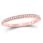 10K Rose Gold Round Diamond Women's Single Row Stackable Band Ring 1/8 Cttw - Splendid Jewellery