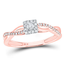 Load image into Gallery viewer, 10K Rose Gold Round Diamond Women's Solitaire Twist Bridal Wedding Engagement Ring 1/5 Cttw - Splendid Jewellery