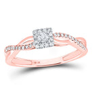 10K Rose Gold Round Diamond Women's Solitaire Twist Bridal Wedding Engagement Ring 1/5 Cttw - Splendid Jewellery
