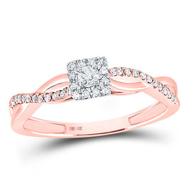 10K Rose Gold Round Diamond Women's Solitaire Twist Bridal Wedding Engagement Ring 1/5 Cttw - Splendid Jewellery