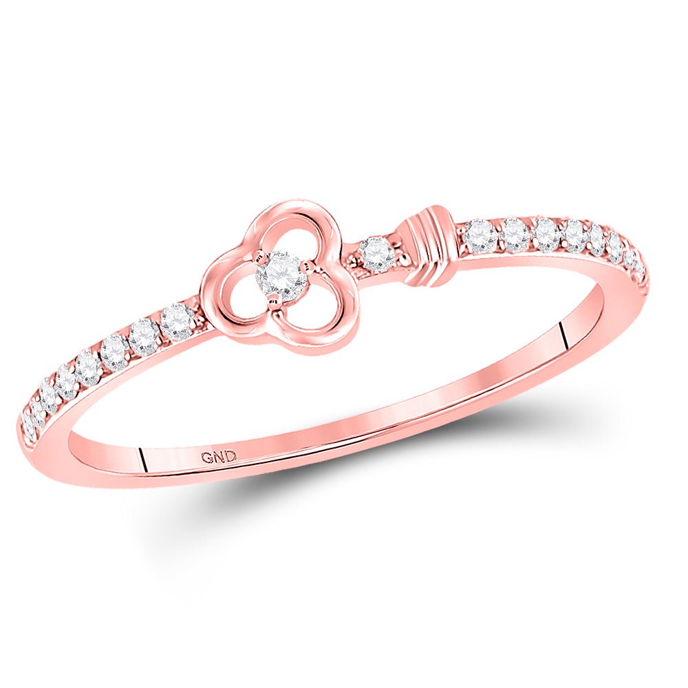 10K Rose Gold Round Diamond Women's Stackable Key Ring 1/6 Cttw - Splendid Jewellery