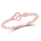 10K Rose Gold Round Diamond Women's Stackable Key Ring 1/6 Cttw - Splendid Jewellery