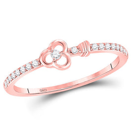 10K Rose Gold Round Diamond Women's Stackable Key Ring 1/6 Cttw - Splendid Jewellery