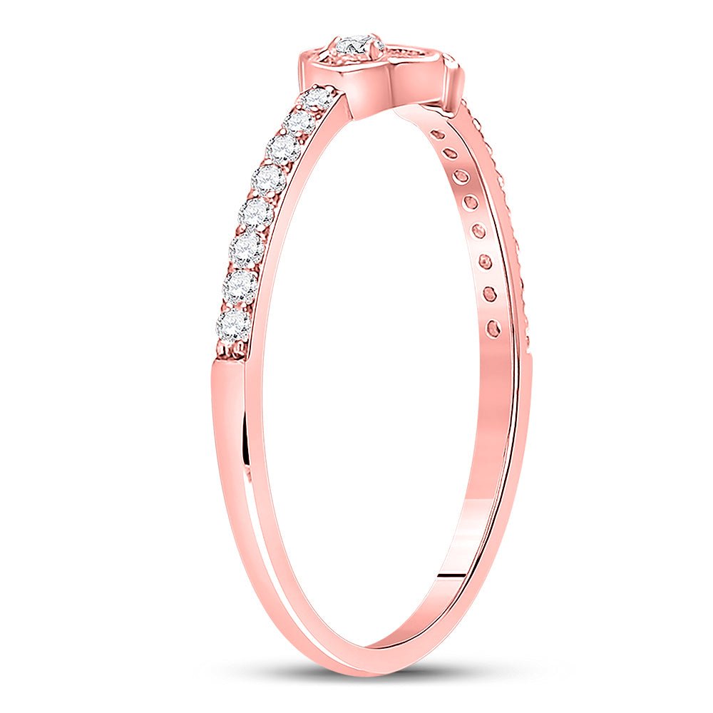 10K Rose Gold Round Diamond Women's Stackable Key Ring 1/6 Cttw - Splendid Jewellery