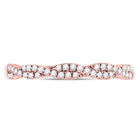 10K Rose Gold Round Diamond Women's Woven Twist Stackable Band Ring 1/4 Cttw - Splendid Jewellery