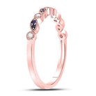 10K Rose Gold Round Natural Blue Sapphire Stackable Band Ring 1/20 Cttw - Splendid Jewellery