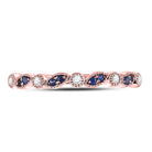 10K Rose Gold Round Natural Blue Sapphire Stackable Band Ring 1/20 Cttw - Splendid Jewellery